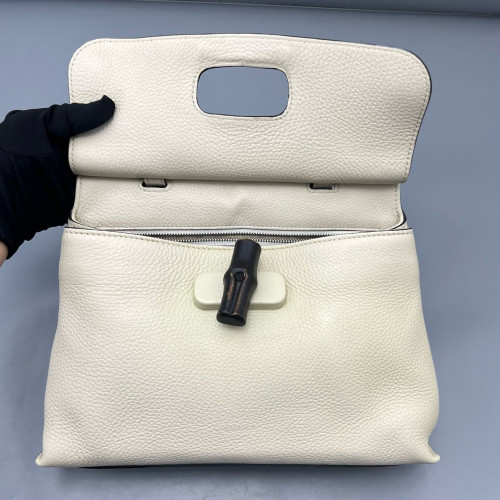 Gucci Bamboo Small Bamboo Daily Top Handle Bag Calfskin White Gucci Bamboo Small Bamboo Daily Top Handle Bag Calfskin White