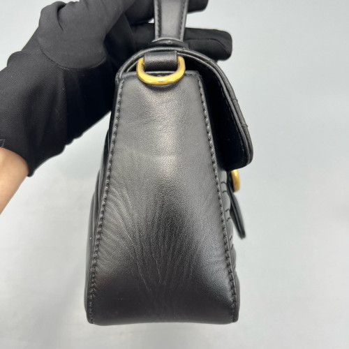 Gucci Mini GG Marmont Top Handle Chain Shoulder Bag Calfskin Black Gucci Mini GG Marmont Top Handle Chain Shoulder Bag Calfskin Black