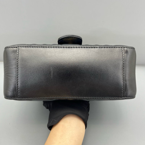 Gucci Mini GG Marmont Top Handle Chain Shoulder Bag Calfskin Black Gucci Mini GG Marmont Top Handle Chain Shoulder Bag Calfskin Black