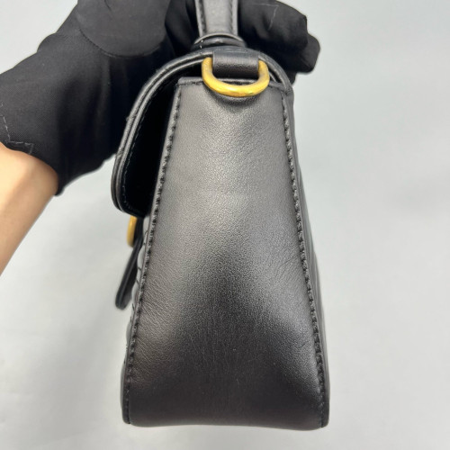 Gucci Mini GG Marmont Top Handle Chain Shoulder Bag Calfskin Black Gucci Mini GG Marmont Top Handle Chain Shoulder Bag Calfskin Black