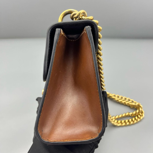 Gucci Mini Ophidia Chain Shoulder Bag GG Monogram Calfskin Canvas Black Beige