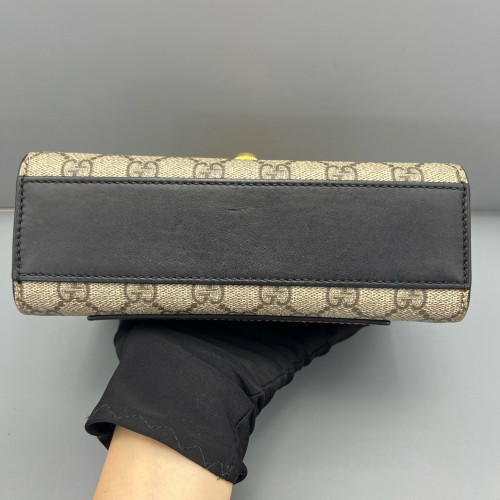 Gucci Mini Ophidia Chain Shoulder Bag GG Monogram Calfskin Canvas Black Beige