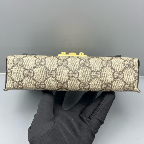 Gucci Mini Ophidia Chain Shoulder Bag GG Monogram Calfskin Canvas Black Brown