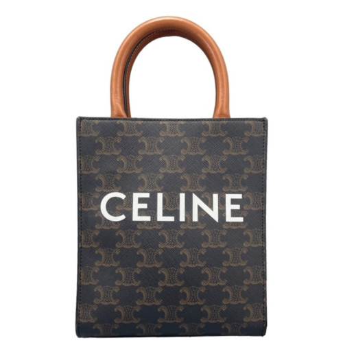 Celine Nano Vertical Cabas Triomphe Calfskin Brown Dark Brown Light Brown