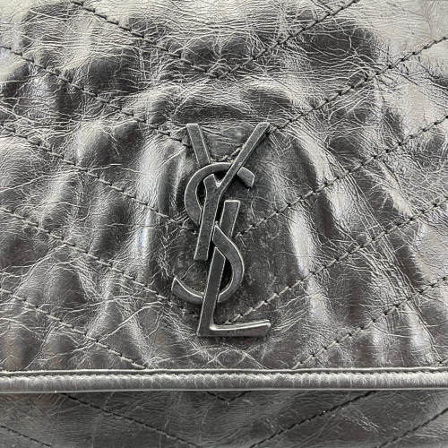 Yves Saint Laurent Large Niki Messenger Pull Up Leather Black