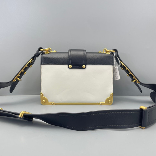 Prada Small Cahier Calfskin White Black