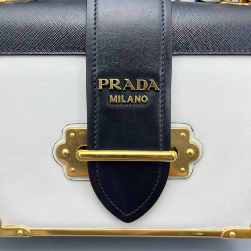 Prada Small Cahier Calfskin White Black