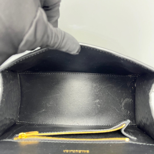 Balenciaga Hourglass Small Calfskin Crocodile Embossed Black