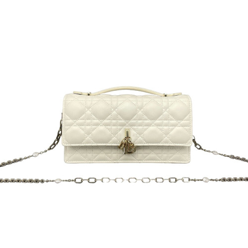 Dior Miss Dior Wallet On Chain Calfskin White
