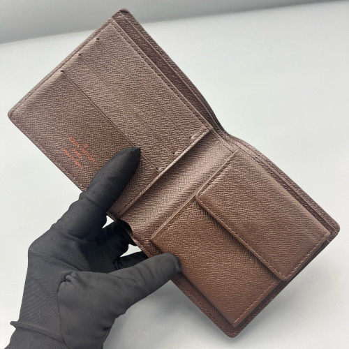 Louis Vuitton Compact Wallet Damier Ebene Brown