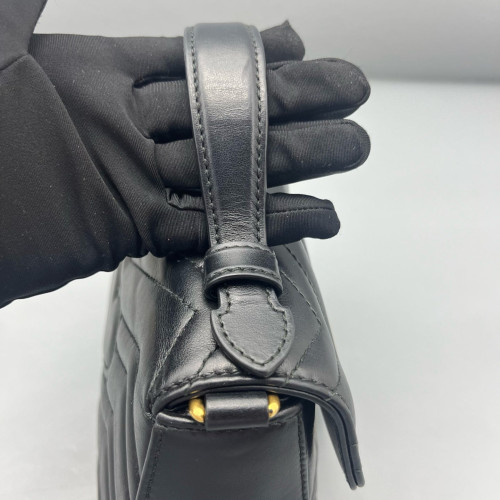Gucci Mini GG Marmont Top Handle Shoulder Bag Calfskin Black