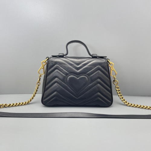 Gucci Mini GG Marmont Top Handle Shoulder Bag Calfskin Black