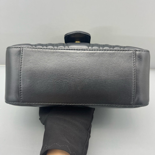 Gucci Mini GG Marmont Top Handle Shoulder Bag Calfskin Black