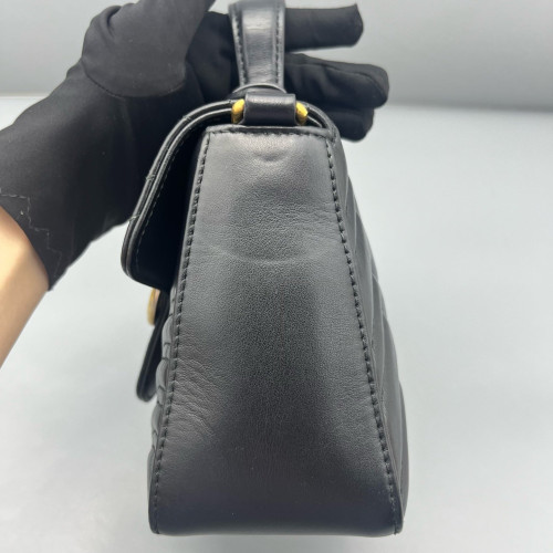 Gucci Mini GG Marmont Top Handle Shoulder Bag Calfskin Black