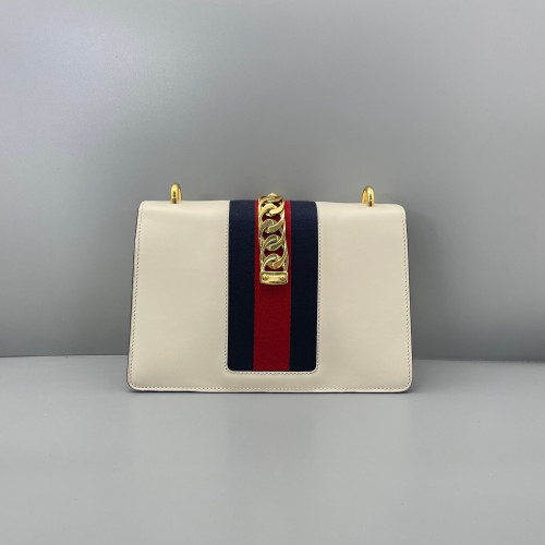 Gucci Small Sylvie Shoulder Bag Calfskin White
