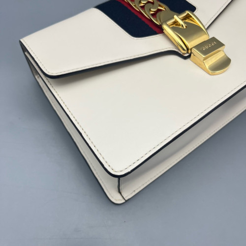 Gucci Small Sylvie Shoulder Bag Calfskin White
