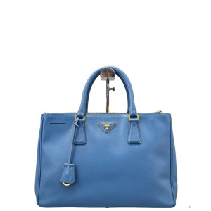 Prada Medium Galleria Double Zip Tote Saffiano Calfskin Blue