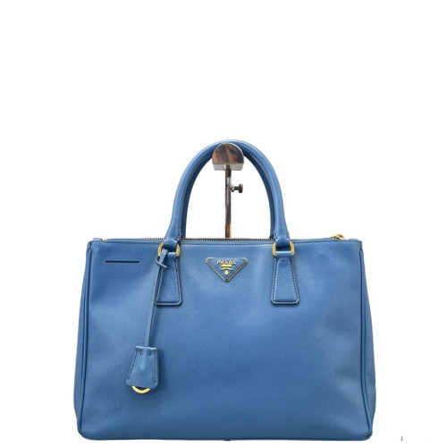Prada Medium Galleria Double Zip Tote Saffiano Calfskin Blue