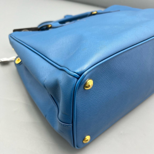 Prada Medium Galleria Double Zip Tote Saffiano Calfskin Blue