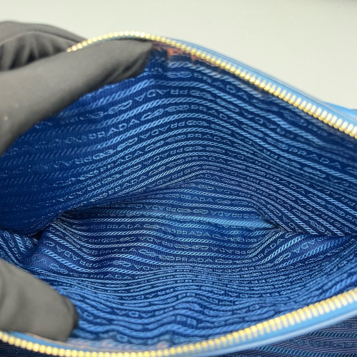 Prada Medium Galleria Double Zip Tote Saffiano Calfskin Blue