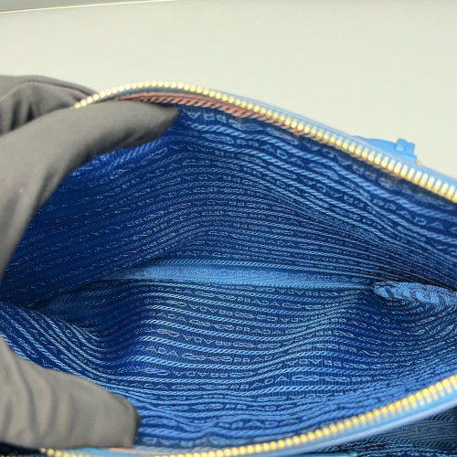 Prada Medium Galleria Double Zip Tote Saffiano Calfskin Blue