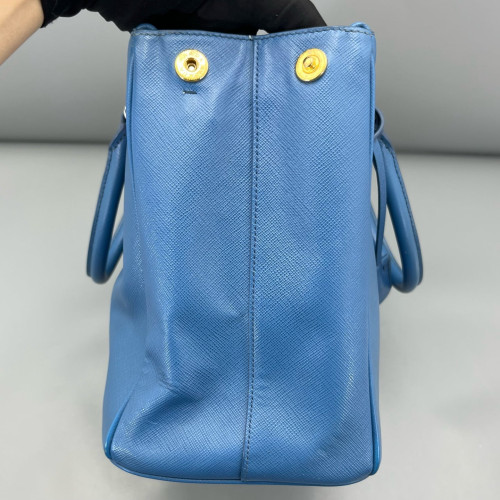 Prada Medium Galleria Double Zip Tote Saffiano Calfskin Blue