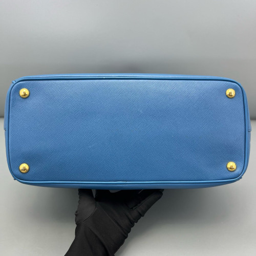 Prada Medium Galleria Double Zip Tote Saffiano Calfskin Blue