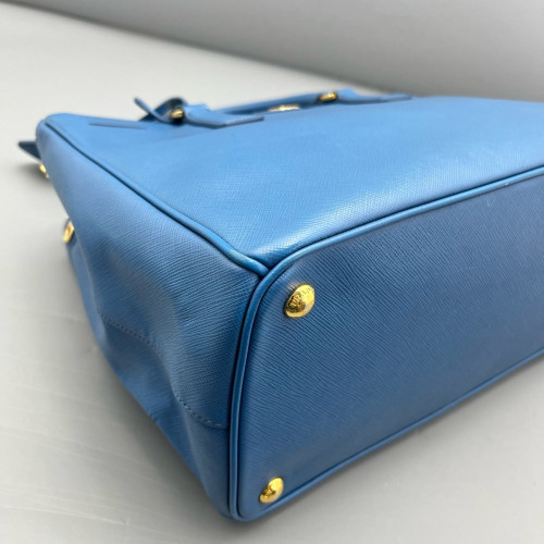 Prada Medium Galleria Double Zip Tote Saffiano Calfskin Blue
