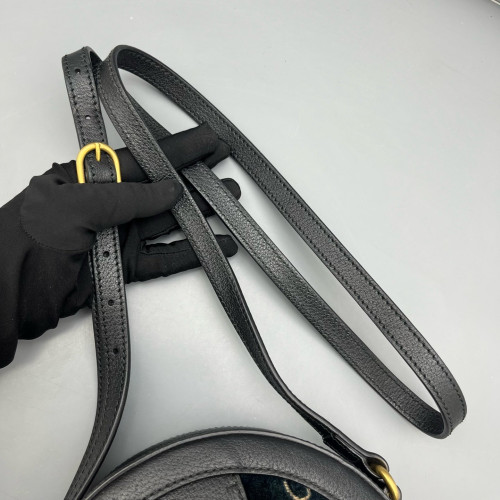 Gucci GG Marmont Round Mini Bag Velvet Dark Blue Black