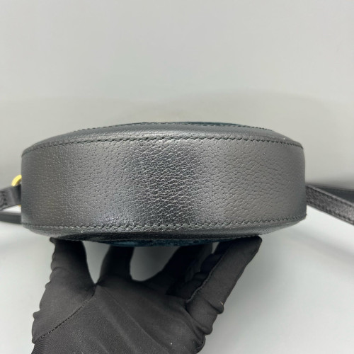 Gucci GG Marmont Round Mini Bag Velvet Dark Blue Black