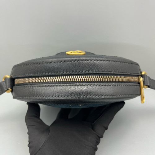 Gucci GG Marmont Round Mini Bag Velvet Dark Blue Black