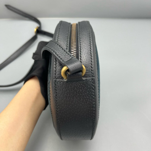 Gucci GG Marmont Round Mini Bag Velvet Dark Blue Black