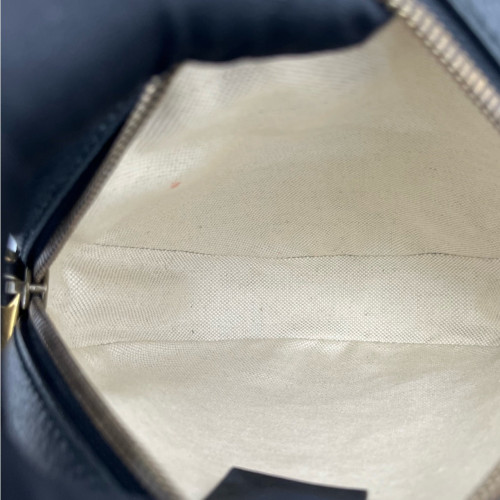 Gucci GG Marmont Round Mini Bag Velvet Dark Blue Black