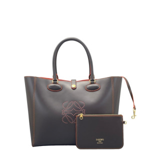 Loewe Tote Bag Calfskin Dark Taupe Red Orange