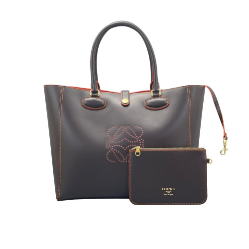 Loewe Tote Bag Calfskin Dark Taupe Red Orange