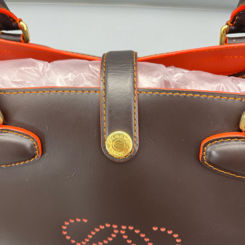 Loewe Tote Bag Calfskin Dark Taupe Red Orange