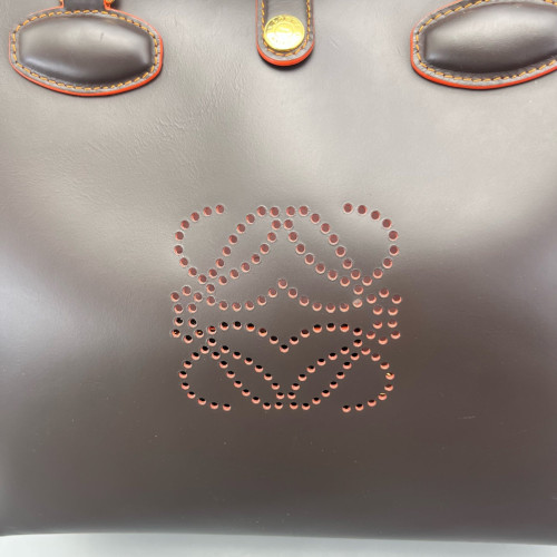 Loewe Tote Bag Calfskin Dark Taupe Red Orange