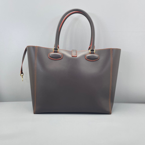 Loewe Tote Bag Calfskin Dark Taupe Red Orange