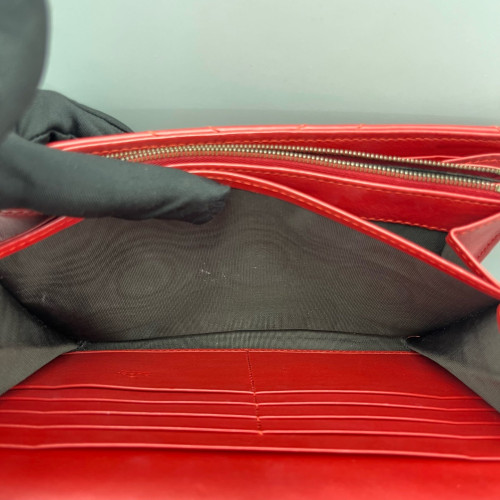 Gucci Matelasse GG Marmont Chain Wallet Calfskin Red