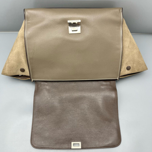 Celine Medium Trapeze Calfskin Suede Grey Natural Tan Celine Medium Trapeze Calfskin Suede Grey Natural Tan