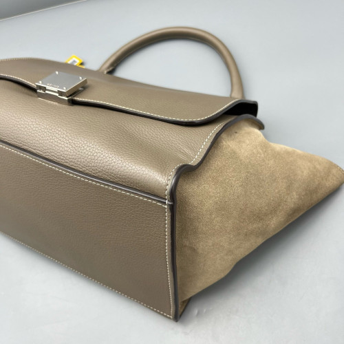 Celine Medium Trapeze Calfskin Suede Grey Natural Tan Celine Medium Trapeze Calfskin Suede Grey Natural Tan