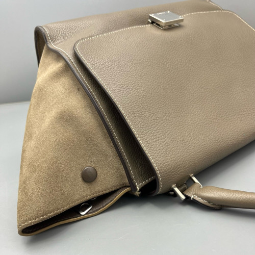 Celine Medium Trapeze Calfskin Suede Grey Natural Tan Celine Medium Trapeze Calfskin Suede Grey Natural Tan