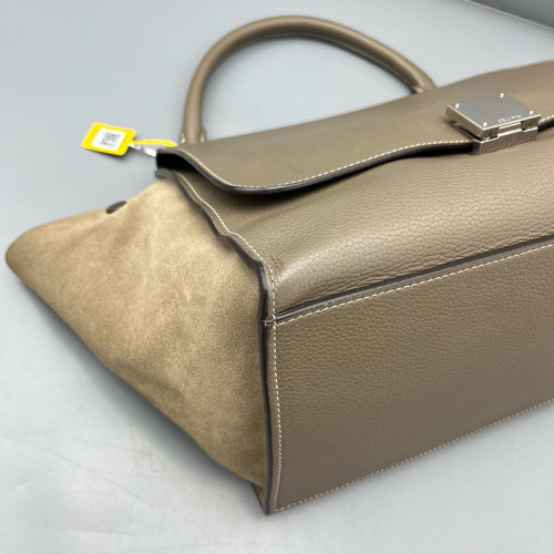 Celine Medium Trapeze Calfskin Suede Grey Natural Tan Celine Medium Trapeze Calfskin Suede Grey Natural Tan