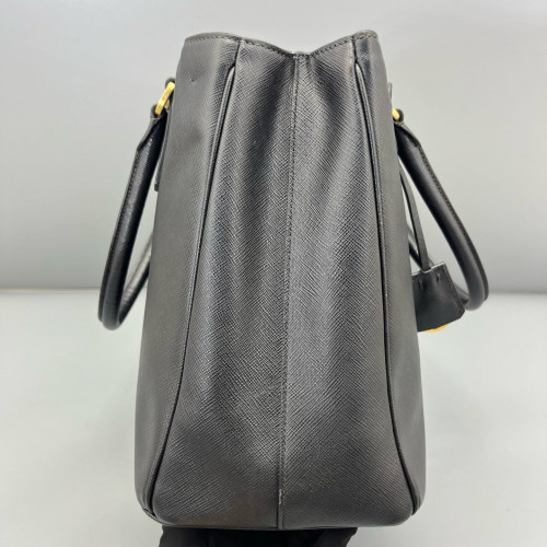 Prada Medium Galleria Double Zip Tote Saffiano Calfskin Black