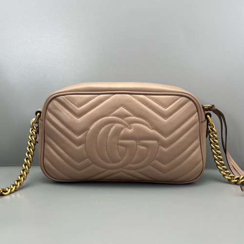 Gucci Small GG Marmont Chain Shoulder Bag Calfskin Pink