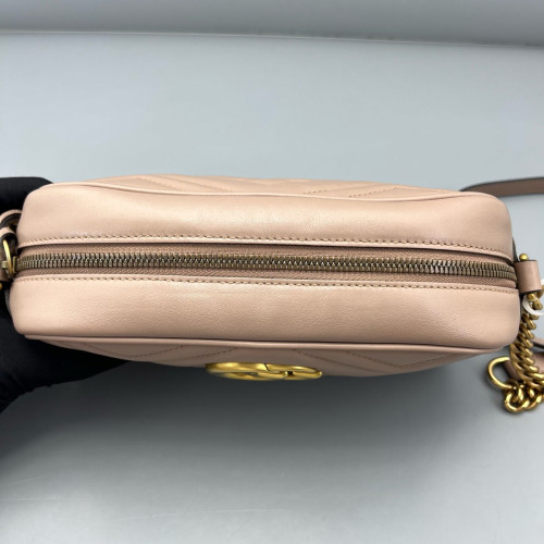 Gucci Small GG Marmont Chain Shoulder Bag Calfskin Pink