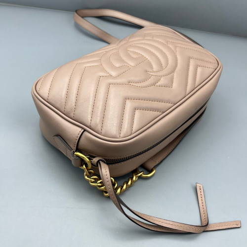 Gucci Small GG Marmont Chain Shoulder Bag Calfskin Pink