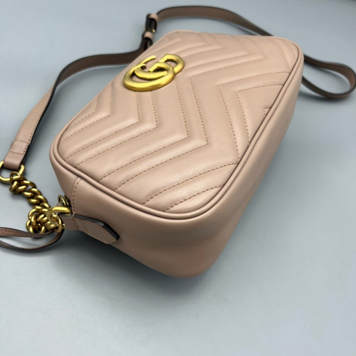 Gucci Small GG Marmont Chain Shoulder Bag Calfskin Pink