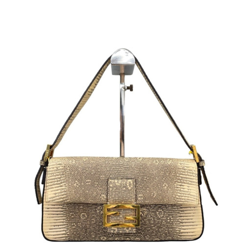 Fendi Medium Baguette Lizard Beige Brown