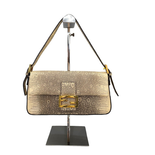 Fendi Medium Baguette Lizard Beige Brown